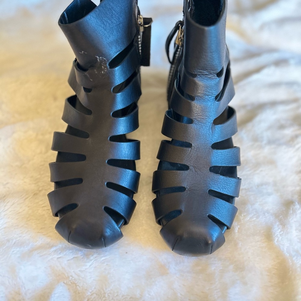 Camilla Skovgaard Black Genuine Leather Cage Lune Low Wedge Calf Boots Size 10US - Picture 2 of 14